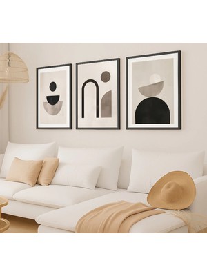 Voba Store 3 Parça Çerçeve Görünümlü Soyut Tablo Seti -93