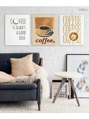 Voba Store 3 Parça Mdf Kahve Tablo Seti