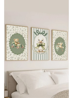 Voba Store Üçlü Hayvan Temalı Dekoratif MDF Tablo Seti 20 x 30 Çerçevesiz Çocuk Odası İçin