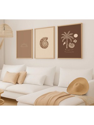 Voba Store 3 Parça Bohem Çerçeve Görünümlü Mdf Tablo Seti-75