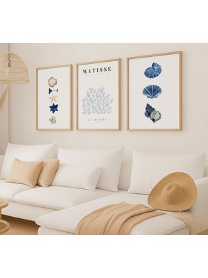 Voba Store 3 Parça Minimalist Matisse Mdf Çerçeve Görünümlü Tablo Seti -63