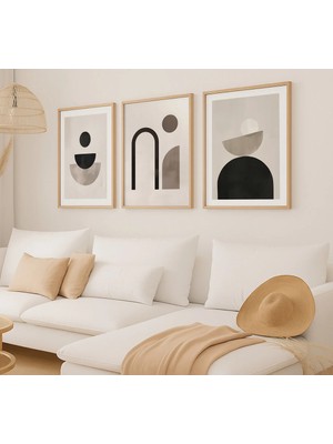 Voba Store 3 Parça Soyut Temalı Çerçeve Görünümlü Mdf Tablo Seti -94