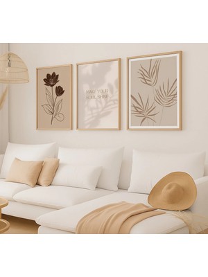 Voba Store 3 Parça Minimalist Çerçeve Görünümlü Mdf Tablo Seti -82-1
