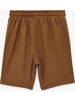 Koton Keten ve Viskon Karışımlı Beli Bağcıklı Basic Şort
