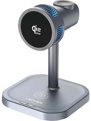 Lenyes PW323 Qi2 Şarj Teknolojili Kablosuz Şarj Standı Telefon&akıllı Saat&kulaklık 25W 3in1 Siyah
