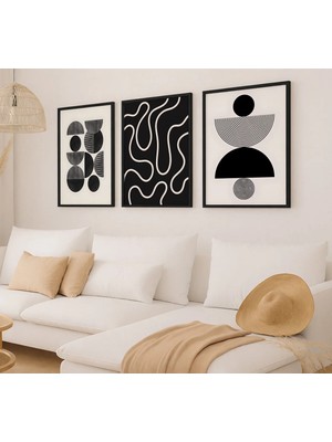 Voba Store Çerçeve Görünümlü Modern Soyut Mdf Tablo Seti -153