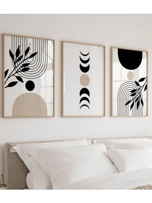 Voba Store 3 Parça Minimal Mdf Baskı Çerçeve Görünümlü Tablo Seti/duvar Dekoru