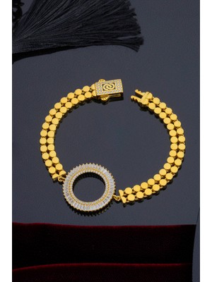 INNUENDO JEWELRY 925 Ayar Gümüş 22 Ayar Altın Kaplama Çeyrekli Bileklik
