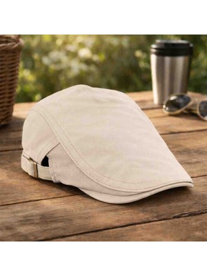 Alasmiel Yazlık Kanvas Düz Renk Ingiliz Kasket – Ayarlanabilir, Hafif ve Şık Tasarım