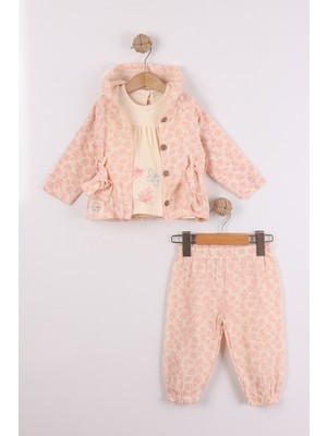 Joy Kids Kız Bebek Günlük Kullanım %100 Pamuk Müslin Takım (3-12AY) (Pembe)