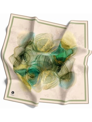 Violla Twill Helezon Batik Desenli Haki Renkli 90X90 Eşarp (Ipek Içermez) Dikim Şekli : El Dikişi