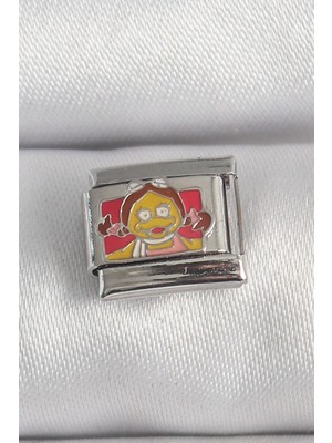 Youday Accessories 316L Çelik Gümüş Renk Renkli Çocuk Işlemeli Charm