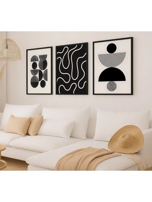 Voba Store Çerçeve Görünümlü Modern Soyut Mdf Tablo Seti -153