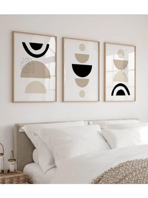 Voba Store Voba 3 Parça Soyut Çerçeve Görünümlü Mdf Baskı Tablo Seti -Yeni
