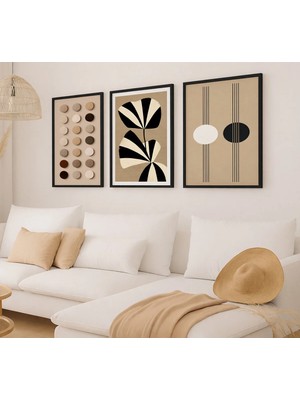 Voba Store 3 Parça Modern Çerçeve Görünümlü Dekoratif Mdf Baskı Tablo Seti / Duvar Dekoru -133