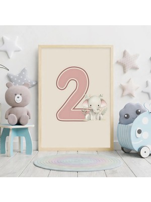 Voba Store Voba Çerçeve Görünümlü Kız Çocuk Doğum Günü Kullanımına Uygun 2 Yaş Temalı Mdf Tablo-66