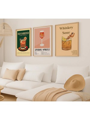 Voba Store 3 Parça Çerçeve Görünümlü Kokteyl Mdf Tablo Seti 97-Bej