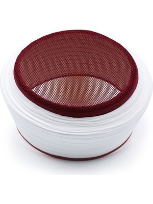 Sarıkhane Fileli Sarık – Beyaz Kumaş – Bordo Takke – Düz Sarım – Fileli – 7 Metre