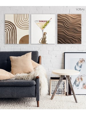 Voba Store 3 Parça Modern Kokteyl Dekoratif Tablo Seti