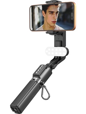 Lenyes LPH124 Dolgu Işıklı Teleskopik Tripod ve Mini Selfie Çubuğu Siyah