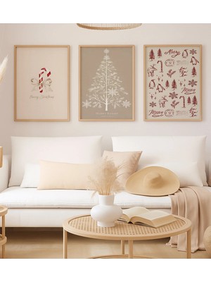 Voba Store 3 Adet Yılbaşı Temalı Çerçeve Görünümlü Mdf Tablo Seti -131