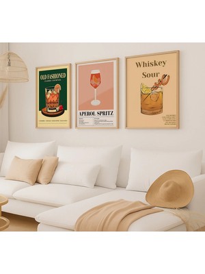 Voba Store 3 Parça Çerçeve Görünümlü Kokteyl Mdf Tablo Seti 97-Bej
