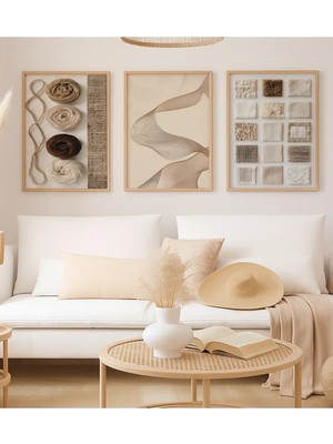 Voba Store Çerçeve Görünümlü Minimal Dekoratif Mdf Tablo Seti -143