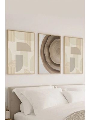 Voba Store 3 Parça Minimalis Dekoratif Mdf Çerçeve Görünümlü Tablo Seti -146