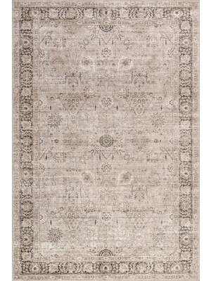 Halımax Atelier 504 Soft Greige Eskitme Vintage Halı Etnik Otantik Yıkanabilir Klasik Salon Oturma Odası Halısı