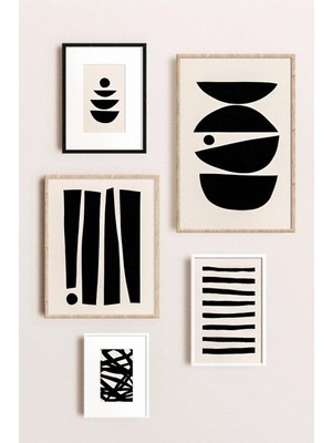 Voba Store 5 Parça Çerçeve Görünümlü Modern Mdf Tablo Seti -Çoklu1