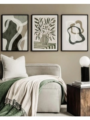 Voba Store Voba 3 Parça Modern Çerçeve Görünümlü Mdf Baskı Tablo Seti/ Duvar Dekoru