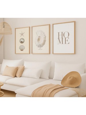 Voba Store 3 Parça Home Yazılı Ççerçeve Görünümlü Mdf Tablo Seti-64