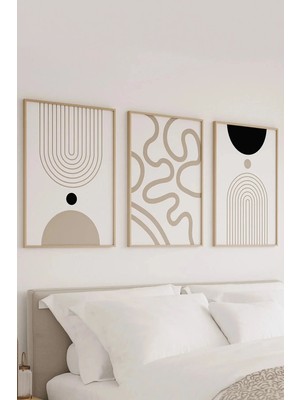 Voba Store 3 Parça Vobastore Çerçeve Görünümlü Dekoratif Modern Mdf Tablo Seti