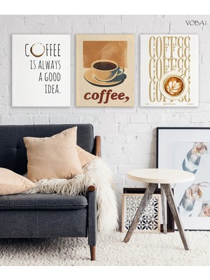 Voba Store 3 Parça Mdf Kahve Tablo Seti