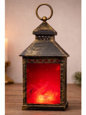Ciyu Ticaret Vintage Tarz Işıklı Şömine Dekoratif Hediyelik Vintage Şömine