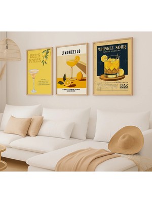 Voba Store 3 Parça Bar Temalı Çerçeve Görünümlü 98-1 Bej