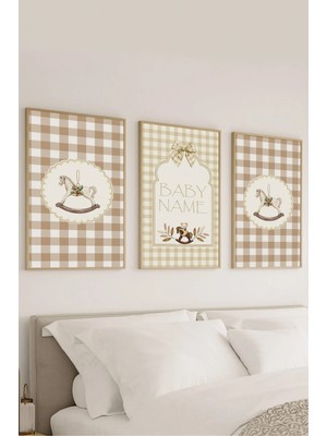 Voba Store Voba Özel Isimli Kişiselleştirilmiş Çerçeve Görünümlü Çocuk Odası Mdf Tablo Seti -144