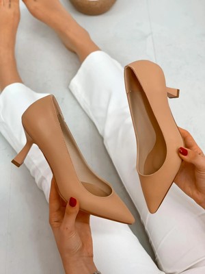 Erva'nın Butiği Bej Cilt (Freda) Kadın Stiletto