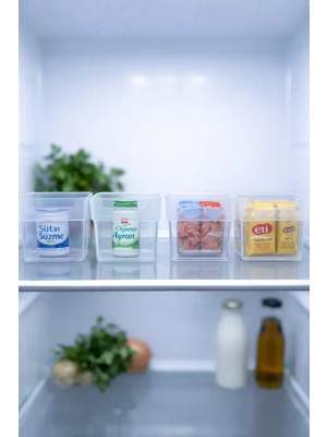 Zuri Design 10'lu Antrasit Renk Buzdolabı Düzenleyici Seti - Minimal Mutfak Organizeri 9x9 cm