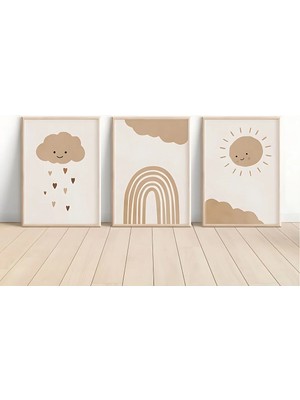 Voba Store Voba 3 Parça Çocuk Odası Minimal Çerçeve Görünümlü Mdf Tablo SETİ-888