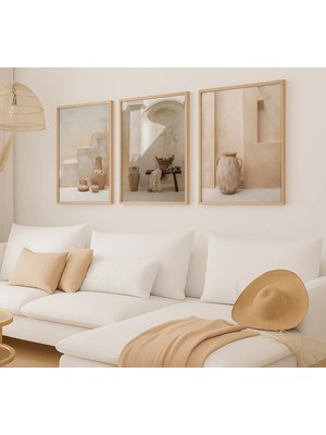 Voba Store 3 Parça Çerçeve Görünümlü Vazo Temalı Mdf Tablo Seti 91-1