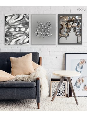 Voba Store 3 Parça Modern Gri Tablo