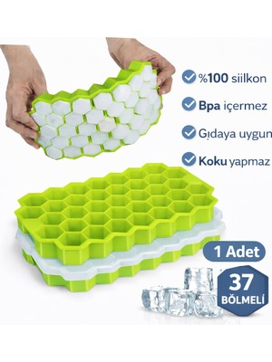 Evolis Kitchen Petek Şekilli Silikon Buzlukluk 37LI Kokteyl Meyve Dondurma-Çikolata Buz Kalıbı