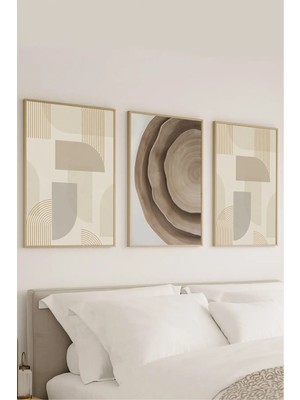 Voba Store 3 Parça Minimalis Dekoratif Mdf Çerçeve Görünümlü Tablo Seti -146