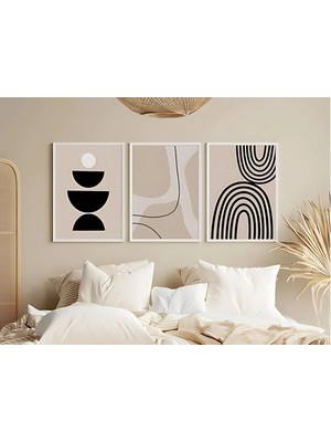 Voba Store Voba Çerçeve Görünümlü Salon Dekoru Için Soyut Mdf Tablo SETI-YENII99