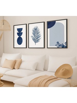 Voba Store 3 Parça Soyut Temalı Çerçeve Görünümlü Mdf Tablo Seti -94 Siyah