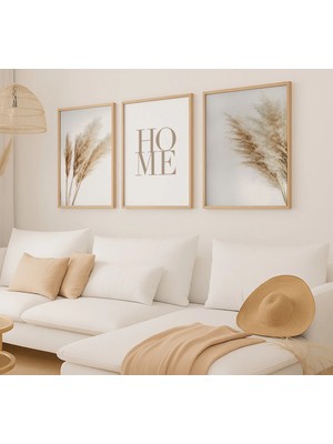 Voba Store 3 Parça Bohem Temalı Pampas Mdf Tablo Seti 89