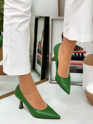 Erva'nın Butiği Yeşil Cilt (Freda) Kadın Stiletto