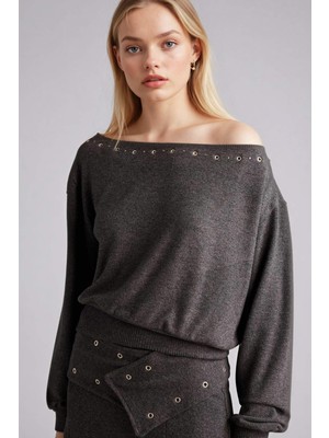 DeFacto Loose Fıt Omzu Açık Uzun Kollu TIŞÖRT G8437AX26SP