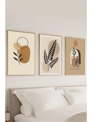 Voba Store 3 Parça Bohem Istandinav Çerçeve Görünümlü Mdf Tablo Seti /duvar DEKORU-137